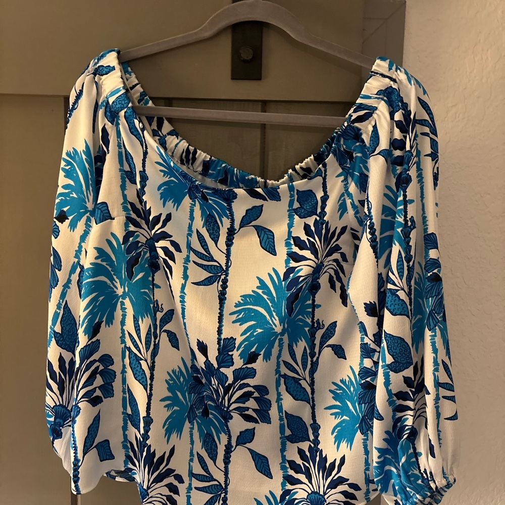 Lilly Pulitzer Elizabethany Off The Shoulder Top - Coconut Swayin In The Breeze - Picture 4 of 4